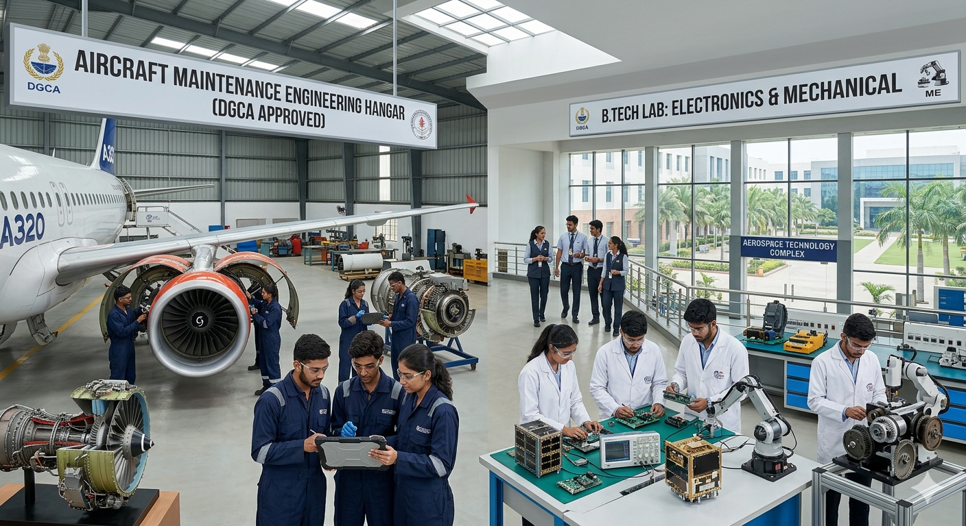 Integrated course of Aircraft Maintenance Engineering (DGCA approved) & B.Tech in ECE/ ME /EE